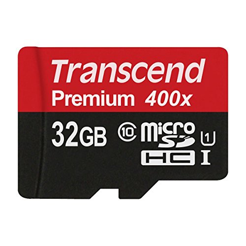Transcend Premium microSDHC 32GB Class 10 UHS-I Speicherkarte mit SD-Adapter (max. 45MB/s Lesen)