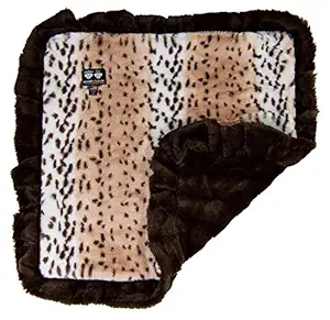 BESSIE AND BARNIE Aspen Snow Leopard/Godiva Brown (Ruffles) Luxury Ultra Plush Faux Fur Pet, Dog, Cat, Puppy Super Soft Reversible Blanket (Multiple Sizes)