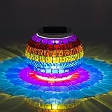 Wasserdicht solarbetriebene Mosaik Solarleuchten LED-magische Sonnenschein-Ball Farbe verändert Schöne Nachtlichter Party-Lichter Kristall-Glas-Kugel-Kugel-Tischlampen für Schlafzimmer, Party, Garten, Terrasse, Garten, bunte Outdoor / Indoor-Dekoration
