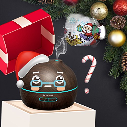 300ml Aroma Diffuser, VicTsing Aromatherapie Ätherisches Öl Diffusor Tragbarer Luftbefeuchter Ultraschall LED Humidifier mit 7 Farbe LED Leuchten Wasserlos Auto-Shut-Off-Funktion für Babies Kinder Haus, Auto, Wohnzimmer, Schlafzimmer, Büro, Yoga, Spa, usw.(Dunkles Holz) - 2