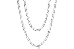 ChainsHouse Chaine Homme Acier Inoxydable Collier Maille Figaro Punk Femme[Longueur 36/46/51/55/61/66/71/76 cm-Largeur 4/6/9/13 mm] Ras de Cou Gros Epais Petit Rock[Argenté/Or/Noir] Bijoux Cadeau Ami