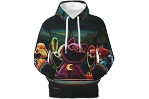 Xinchangda Smiling Critters - Sudadera con capucha de manga larga con estampado 3D de dibujos animados, sudadera casual para la escuela, viajes al aire libre
