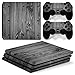 Produktbild Morbuy PS4 Pro Skin Design Folie Aufkleber Sticker schützende Haut Schale für Sony Playstation 4 Pro Konsole und 2 Dualshock Controller (Holz Grau)