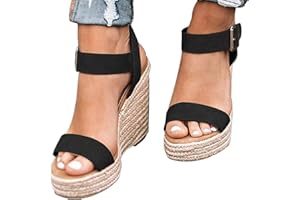 Onsoyours Sandalias De Plataforma para Mujer Sandalias con Correa De Tobillo Y Perlas De Diamantes De Imitación Sandalias De Cuña Zapatos De Verano con Tacón