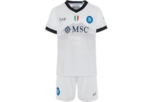 SSC Napoli Set Gara Infant Away, EA7, Prodotto Ufficiale, Scudetto Tricolore, Grafica Vesuvio, Divisa bambino 2023/2024, 6 mesi