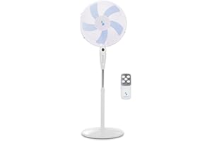 BEPER P206VEN131 Ventilatore a Piantana Con Telecomando - Ventilatore Con Telecomando 5 Pale, Timer, 40 Cm, Bianco