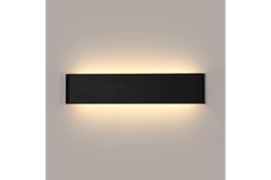 Seamoon Apliques de Pared LED Interior 41cm, 10W Lámpara de Pared Moderna, Luz de Pared Aluminio Acrílico para Salas, Escalera, Dormitorios, Pasillos, 1125Lumen (Blanco Cálido 3000K, Negro)