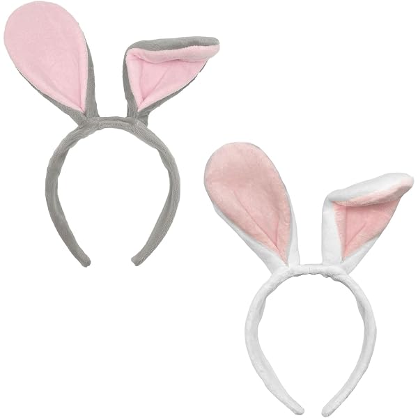 Serre-tête Oreilles De Lapin En Peluche Gris - Accessoire Cosplay, Fête, Pâques - Pour Femme, Homme, Fille, Déguisement