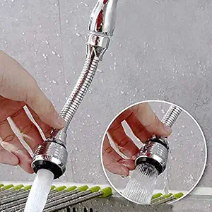 Lukzer 1PC Stainless Steel Faucet Extender Flexible 360 Degree Rotating Sprinkler Jet Spray for Sink Turbo Flex for Kitchen Basin Saves Water Cleans Sink from All Sides Shower Head (6 Inch)
