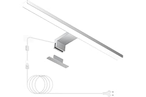 Hommie Aplique Espejo Baño, Blanco Natural 4000K, 40CM, Impermeable IP44, CRI＞80,Lámparas Espejo Baño con Interruptor Cableado y Inalámbrico para Espejo o Pared,Ideal para Maquillar o Afeitar