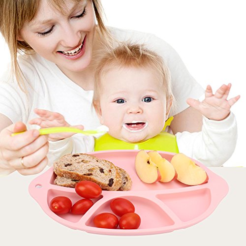 Jonhen Baby-Tischsets,Tischunterlage Platzmatte aus Silikon, einfach abwaschbar, super geeignet zum Essen lernen für Babys und Kleinkinder, Babyteller Tischset Babyschale Kinderteller - 4