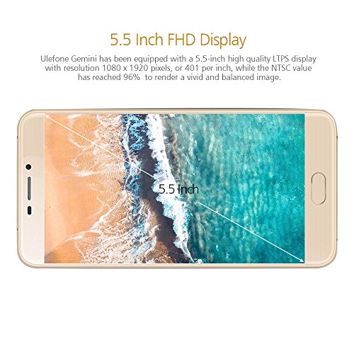 Ulefone Gemini 4G Phablet Android 6.0 5.5 Pollici MTK6737T 1.5GHz Quad-Core 3GB RAM 32GB ROM Scanner a dito (Oro)