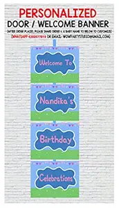 WoW Party Studio Personalized Pig Cartoon Theme Party Happy Birthday Decorations Door / Welcome Banner with Birthday Boy/Girl Name - 3ft Ht
