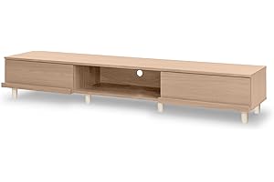 Iris Ohyama, armario de televisión, soporte de TV para pantalla de hasta 65 pulgadas, 3 estantes, salida por cable, pies ajustables, moderno, habitación, salón - TV Cabinet Bab - 180A - Marron Clair