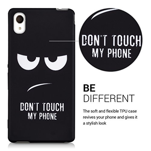 kwmobile Funda para Sony Xperia M4 Aqua - Case para m  vil en TPU silicona - Cover trasero Dise  o Don t touch my Phone en blanco negro