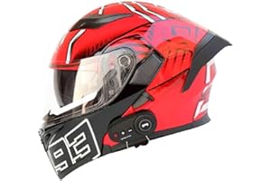 Letetexi Bluetooth Integrated Modular Flip up Front Motorcycle Helmet Motorbike Crash Modular Helmet With Anti-Fog Dual Visors DOT/ECE Approved Noise Reducation for Men Women 54~63CM