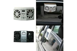 MACHSWON Calentador de ventilador de escape solar a batería, ventilador de parabrisas de coche solar automático, mini aire acondicionado, calentador de verano, herramientas de enfriamiento, blanco