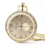 Easy Go Shopping Taschenuhr Exquisite Uncovered Roman Numberals Taschenuhr Boutique Golden Retro Mechanische Taschenuhr mit Kette
