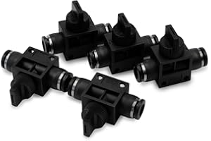 Bwintech 5 Pcs 12mm Tubing OD Air Flow Control Ball Valve Push to Connect Straight Pneumatic Union Fitting