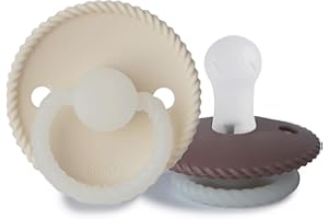 FRIGG Rope silikonowy smoczek świecący w nocy, 2 sztuki, symetryczny smoczek w kształcie wiśni, nie zawiera BPA, wyprodukowany w Danii (Cream Night/Twilight Mauve Night, rozmiar 1 (0-6 miesięcy))