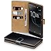 Produktbild Xperia XA1 Ultra Case, Terrapin Handy Leder Brieftasche Case Hülle mit Standfunktion Kartenfächer für Sony Xperia XA1 Ultra Hülle Schwarz mit Hellbraun Interior