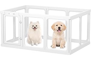 Gardner Pet Recinto para Perros en Acrílico Transparente, Corral Antirayaduras y Antideslizante, Parque Modular para Cachorros, Gatos y Conejos, Fácil de Limpiar y Expandible-10 Piezas- Blanco