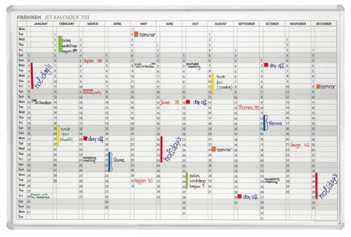 Franken Year Calendar Planner with 2 Markers 3 Magnets Day Grid 57x13mm W900xH600mm Ref JK703GB
