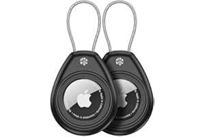 Aimtel 2-Pack Supporto Sicuro AirTag con Cavo Metallico,Protezione Stabile per Portachiavi Airtag,Anello Chiave Anti-perso Portachiavi, Installazione Facile