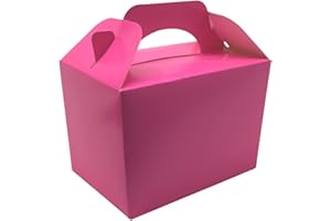 Lotus 15 x Children/Kids Plain Coloured Party Boxes Carry Food Meal Fun Picnic Birthday Wedding Favour/Baby Shower Party Halloween Trick or Treat Box Loot Bag (Neon Pink)