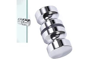 JJiaoLinin Shower Door Knob Handle, Aluminium Alloy Glass Knob, Round Door Knob, Chrome-Plated Solid Single Hole Handle (30mm)
