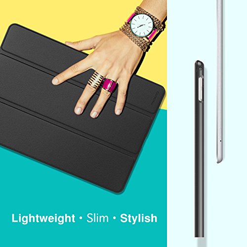 MoKo Hülle für Neu iPad Pro 12.9 2017 – PU Leder Tasche Schutzhülle Schale Smart Case mit Translucent Rücken Deckel, mit Auto Schlaf / Wach Funktion und Stanfunktion für Apple New iPad Pro 12.9 Zoll 2017 Tablet, Schwarz - 6