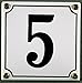 Produktbild Emaille Hausnummernschild - Wählen Sie Ihre Nummer - Zahlen 1 bis 30 verfügbar - weiß/schwarz 12x12 cm und 12x14cm - sofort lieferbar! Hausnummer Schild wetterfest und lichtecht (5 weiß/schwarz 12x12cm)