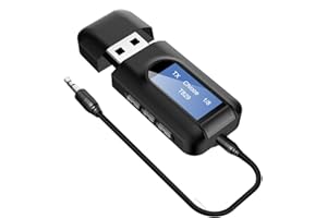 AIGITAL Trasmettitore Ricevitore Bluetooth 5.0 per TV, Bassa Latenza Adattatore Audio Wireless USB Portatile con Jack Aux 3,5mm per TV PC Auto Altoparlanti Cuffie