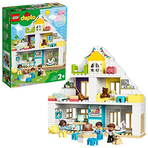 LEGO 10929 DUPLO Unser Wohnhaus 3-in-1-Set, Puppenhaus für Mädchen und Jungen ab 2 Jahren mit Figuren und Tieren für Kleinkinder