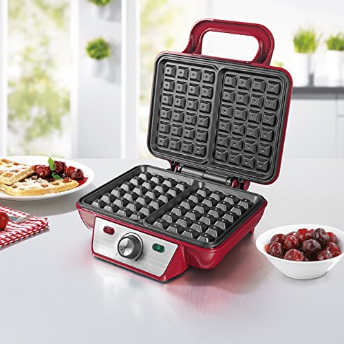 GOURMETmaxx 07841 Waffeleisen Belgische Waffeln | 2 Waffeln Gleichzeitig | Antihaftbeschichtung | Bräunungsgrad Verstellbar | 1000 Watt | Rot - 4