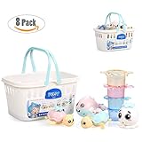 Pedy Badewannenspielzeug Baby Badespielzeug 8 Pack Wasserspielzeug mit 4 Ocean Tiere Spray-Wasser & Schwimmen und 4 Tier-Stapelbecher für Baby Kinder ab 6 Monate (Model 1)
