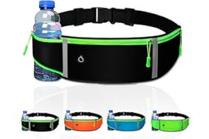 MOANATURA Riñonera Running Hombre y Mujer. Cinturón para Correr con Porta Botella. Riñoneras Deportiva Impermeable para Deporte, Viaje o Trekking. Cinturones Elásticos y Ajustables para Móvil y Agua. (Negro)