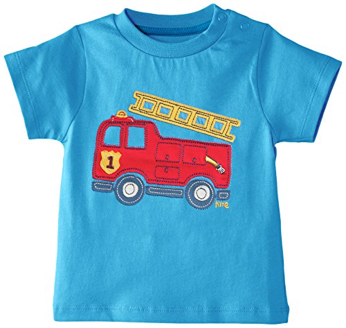 Kite Baby-Boys Fire Engine Round Collar Short Sleeve T-Shirt, Blue, 18-24 months