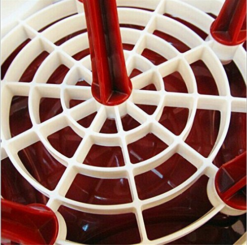 HULISEN Kunststoff Blume Typ Abtropfgestell für die Küchenspüle – zum Trocknen von Gläsern, Besteck, und Tellern, mit Besteckhalter – platzsparende Geschirrablage – Farbe: Rotwein - 3