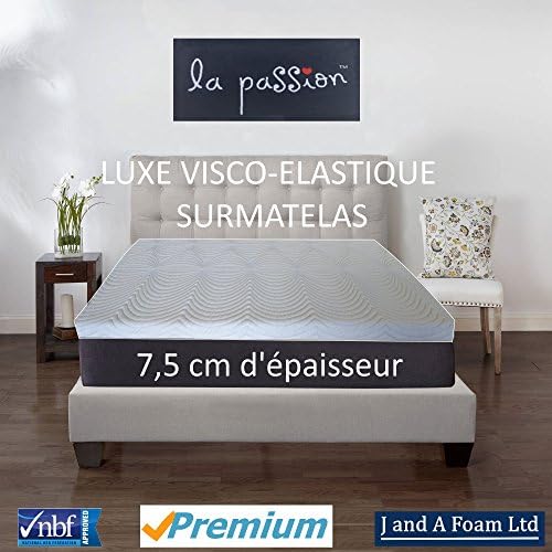100% Viscoelastic Memory Foam Mattress Topper, 160 x 200 x 7.5 cm, Ideal for Fibromyalgia, Arthritis and Sciatica