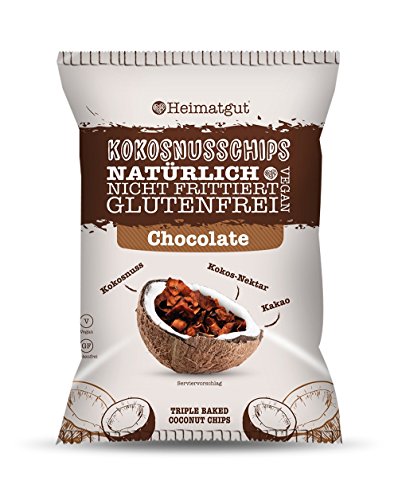 Heimatgut Kokosnusschips Chocolate ( 6 x 40g ) 3-fach gebackene Chips aus Kokosnuss. Veganer und glutenfreier Snack in der Geschmacksrichtung Schokolade. Heimatgut Kokosnusschips Chocolate ( 6 x 40g ) 3-fach gebackene Chips aus Kokosnuss. Veganer und glutenfreier Snack in der Geschmacksrichtung Schokolade.