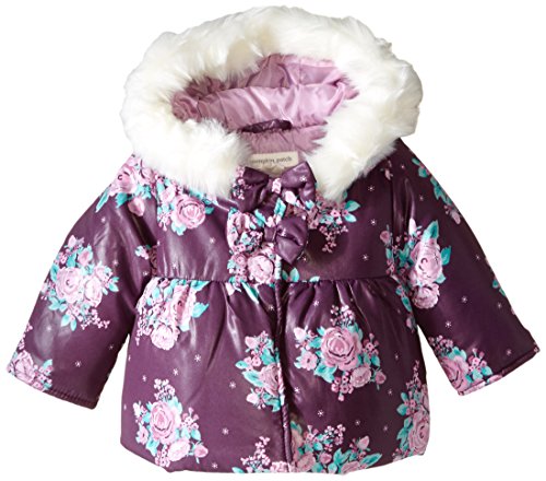 Pumpkin Patch Baby-Girls Rose Print Puffer Floral Jacket, Purple Passion, 6-9 Months (Manufacturer Size:6-12 Months)