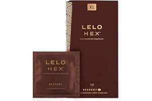 LELO HEX Respect, Taille XL, Préservatifs de Luxe avec Structure Hexagonale Unique, Preservatif Homme Fin en Latex, Résistant et Lubrifié (pack de 12)