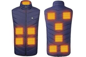 RHESHIN Gilet Femme Chauffant Homme Taille Ajustable Vestes USB 3 Niveaux de Chaleur avec 9 Zones de Chauffage pour Motocyclettes Camping