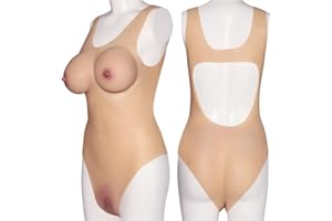 Jomyu Realistic Silicone Breasts with Simulated Vagina Silicone Triangle Body Bodysuit Vagina Underwear for Transgender, Crossdresser, Drag Queen, Cosplay Bodysuit Sex Toy for Men Solo (F-Cup)