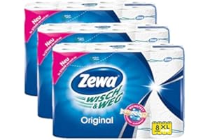 ‎ZEWA Zewa Wisch und Weg Küchenrollen Original, saugstarke Wischtücher im Vorteilspack, 3 x 8 Rollen (24 x 45 Blatt)
