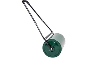 ESKDE Garden Lawn Roller for Grass Galvanised Steel Water or Sand Fill 30L 38L 48L Metal Heavy Duty with Padded Handle Push or Pull (30L)