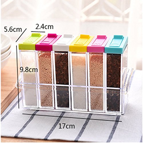 Küche & Haushalt Gewürzdosen, VSOAIR 6 Set Gewürzstreuer Gewürz Box Jar Menage Vorratsbehälter mit Unterschiedlicher Farbe - 5