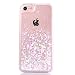 Produktbild iPhone 8 Hülle,iPhone 7 Hülle,Mo-Beauty® Transparent Hardcase Schutzhülle 3D Kreative Liquid Bling Dynamisch Treibsand Flüssige Fließend Wasser Glitter Glitzer Glanz Sparkle Klar Hart Plastik Tasche Kristall Handytasche Rückseite Hülle Schale Etui Hülle Case Für Apple iPhone 7 / iPhone 8 + 1 x Schutzfolie Glass Panzerglas (Rosa)