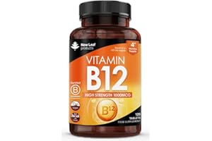 NEW LEAF PRODUCTS Vitamin B12 High Strength Tablets - 1000mcg Vegan B12 Vitamin Methylcobalamin Supplement – Contributes to The Reduction of Tiredness and Fatigue & Immune Energy Support Made in the UK (4 Month Supply)
